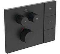 Ideal Standard CeraTherm Navigo Solos kit de finition A7894XG carré, pour thermostat de douche à encastrer, noir soie