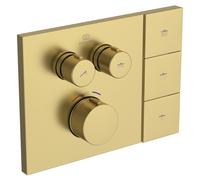 Ideal Standard Ceratherm Navigo Solos Thermostat de douche encastré kit 2, rosace carrée, A7894A2, Couleur: Or brossÃ©