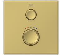 Ideal Standard Ceratherm Navigo Thermostat de douche encastré kit 2, rosace carrée, A7301A2, Couleur: Or brossÃ©