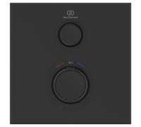 Ideal Standard Ceratherm Navigo Thermostat de douche encastré kit 2, rosace carrée, A7301XG, Couleur: Silk Black