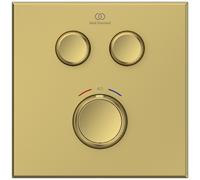 Ideal Standard Ceratherm Navigo Thermostat de douche encastré kit 2, rosace carrée, A7302A2, Couleur: Or brossÃ©