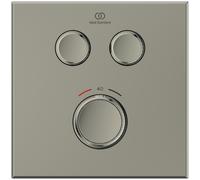 Ideal Standard Ceratherm Navigo Thermostat de douche encastré kit 2, rosace carrée, A7302GN, Couleur: Silver Storm