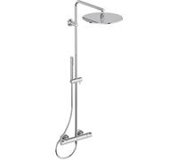 Ideal Standard Ceratherm T125 Système de douche, douche de pluie économe en eau avec douchette à main 1 fonction et protection contre les brûlures, flexible de douche - Chromé (304x586x1191 mm)
