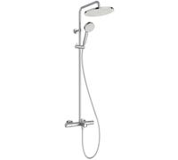 Ideal Standard Ceratherm T25 Colonne bain-douche, Pommeau de douche à économie d'eau avec jets variables, protection anti-brûlures et fonction thermostat - Chrome (510.5x1117 mm)