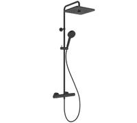 Ideal Standard Ceratherm T25+ Colonne bain-douche, Pommeau de douche à économie d'eau avec jets variables (12 l/min), protection anti-brûlure et fonction thermostat - Noir Mat (315x510.5x1117 mm)
