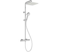 Ideal Standard Ceratherm T25 N Colonne bain-douche, Pommeau de douche carré, douche économique en eau avec jets réglables (12 l/min), protection anti-brûlure - Chrome (315x510.5x1117 mm)