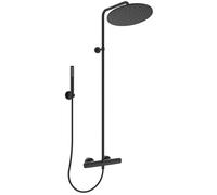 Ideal Standard Ceratherm T25 Système de douche, douche à effet pluie économe en eau avec douchette à main 1 fonction et protection anti-brûlure, flexible de douche - Noir Mat (315 x 542,5 x 1117 mm)