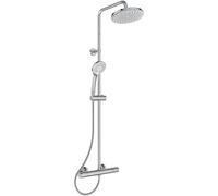 Ideal Standard Ceratherm T25 Système de douche, pommeau de douche à économie d'eau avec jets variables et protection contre les brûlures (CoolBody), flexible de douche - Chromé (315x492,5x1117 mm)