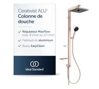 Ideal Standard Ceratwist Alu+ douche sans robinetterie, angulaire - Rosé | Douchette 2 fonctions, combinable avec robinet apparent, tablettes réglables, BE213RO