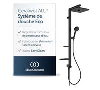 Ideal Standard Ceratwist Alu+ Système de douche, pommeau de douche ECO à économie d'eau pour une combinaison avec Robinet, pommeau de douche carré avec jets variables - Noir Mat (345 x 501 x 1104 mm)