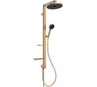 Ideal Standard Ceratwist Alu+ système de douche sans robinetterie - Bronze | Douchette 2 fonctions, combinable avec robinet apparent, tablettes réglables, BD585BR