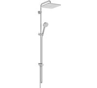 Ideal Standard Ceratwist T25 Colonne de douche, Pommeau de douche à économie d'eau, compatible avec les raccords en surface ou les coudes de raccordement mural, design carré - Chrome (260x501x1119 mm)