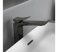 Ideal Standard Conca mitigeur lavabo BC757A5 avec base étendue et jeu de vidage, saillie 150 mm, Gry magnétique
