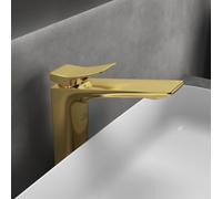 Ideal Standard Conca mitigeur lavabo BC758A2 avec base allongée, sans mitigeur lavabo vidage, saillie 150 mm, or brossé