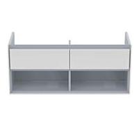 Ideal Standard Connect Air Meuble sous-lavabo double, 1200x440x517mm, 2 coulisses, E0829KN, Couleur: Blanc brillant / gris clair mat