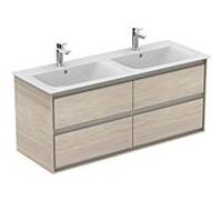 Ideal Standard CONNECT Meuble sous-lavabo double Ã air, 1200 mm, 4 tiroirs, E0822, Coloris: DÃ©cor pin clair / brun mat - E0822UK