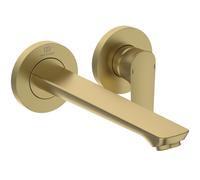 Ideal Standard Connect Air Mitigeur monocommandé mural pour lavabo, kit d'encastrement 2, saillie 225mm, A7009A2, Couleur: Or brossÃ©