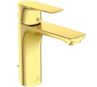 Ideal Standard Connect Air Mitigeur monocommandé pour lavabo, Grande, saillie 125mm, avec vidage, A7053A2, Couleur: Or brossÃ©