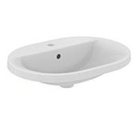 Ideal Standard Connect lavabo à encastrer E504001 ovale, avec trou pour robinetterie et trop-plein, 62 x 46 cm, blanc