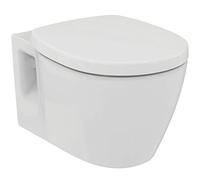 Ideal Standard - Connect Pack WC suspendu, Design arrondi, WC avec rebord émaillé, Abattant frein de chute, finition blanc brillant