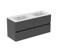Ideal Standard Eurovit Plus pack meuble lavabo R0577TI Laqué gris brillant, 121,5x45,5x56,5cm, trou pour robinetterie 2000 chacun