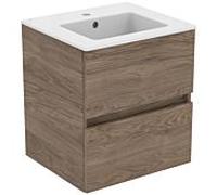Ideal Standard Eurovit Plus pack meuble lavabo R0571Y9 noyer flammé, 51x45x56,5cm, trou pour robinetterie 2000