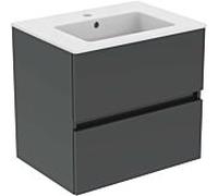 Ideal Standard Eurovit Plus vasque avec meuble bas 60 cm R0572TI ensemble vasque, 61x45x56,5 cm, trou pour robinet 2000 , corps laqué gris brillant