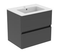 Ideal Standard Eurovit Plus vasque avec meuble bas 60 cm R0572TI ensemble vasque, 61x45x56,5 cm, trou pour robinet 2000 , corps laqué gris brillant