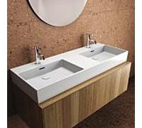 Ideal Standard Extra double lavabo T3913MA 120x45x15cm, avec trop-plein, sol, trou pour robinetterie 2000 , blanc Ideal Plus