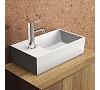 Ideal Standard Extra lave-mains T3733V1 45x25x15cm, robinetterie à gauche, avec trop-plein, trou pour robinetterie 2000 , blanc soie