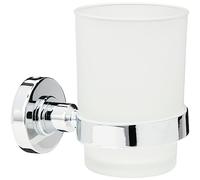 Ideal Standard Gobelet Verre à dent Porte Brosse à dent pour Salle de Bain IOM Rond Fixation Mur Finition Blanc et Chrome A9120AA