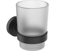 Ideal Standard Gobelet Verre à dent Porte Brosse à dent pour Salle de Bain IOM Rond Fixation Mur Finition Silk Black Noir mat A9120XG