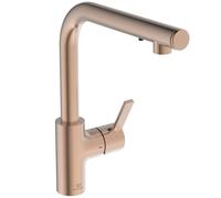 Ideal Standard - Gusto iMX Mitigeur de cuisine, Bec rond en L, avec distributeur de savon intégré, bec pivotant à 360°, facile à installer avec la fixation EasyFix+, Sunset Rose