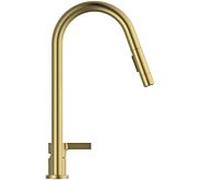 Ideal Standard Gusto robinet de cuisine 2 trous BD424A2 or brossé, avec bec haut et douchette extractible 2 fonctions