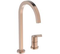 Ideal Standard - Gusto Mitigeur de cuisine à deux trous, Bec carré en C, avec la cartouche FirmaFlow, bec pivotant à 360°, Raccord vissé par le bas, Sunset Rose