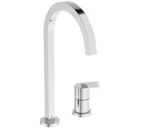 Ideal Standard - Gusto Mitigeur de cuisine à deux trous, Bec carré en C, avec la cartouche FirmaFlow, bec pivotant à 360°, Raccord vissé par le bas, Chrome