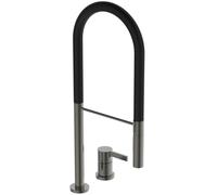 Ideal Standard - Gusto Mitigeur de cuisine à deux trous, Semi Pro, avec vaporisateur extractible et d'un double spray, bec pivotant à 360°, 6,7 l/min, Raccord vissé par le bas, Magnetic Grey