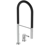 Ideal Standard - Gusto Mitigeur de cuisine à deux trous, Semi Pro, avec vaporisateur extractible et d'un double spray, bec pivotant à 360°, 6,7 l/min, Raccord vissé par le bas, Chrome
