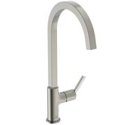 Ideal Standard - Gusto Mitigeur de cuisine, Bec carré en C, avec la cartouche FirmaFlow, bec pivotant à 360°, facile à installer avec la fixation EasyFix+, Silver Storm