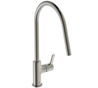 Ideal Standard - Gusto Mitigeur de cuisine, Bec rond en C, avec la cartouche FirmaFlow, bec pivotant à 360°, facile à installer avec la fixation EasyFix+, Silver Storm