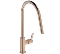 Ideal Standard - Gusto Mitigeur de cuisine, Bec rond en C, avec la cartouche FirmaFlow, bec pivotant à 360°, facile à installer avec la fixation EasyFix+, Sunset Rose