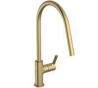 Ideal Standard - Gusto Mitigeur de cuisine, Bec rond en C, avec la cartouche FirmaFlow, bec pivotant à 360°, facile à installer avec la fixation EasyFix+, Brushed Gold