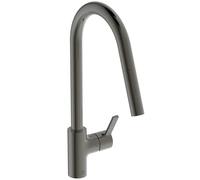 Ideal Standard - Gusto Mitigeur de cuisine, Bec rond en C, avec vaporisateur extractible, bec pivotant à 360°, facile à installer avec la fixation EasyFix+, Magnetic Grey