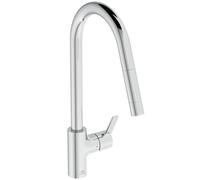 Ideal Standard Robinet de cuisine Gusto BD414AA chromé , avec bec haut et douchette extractible