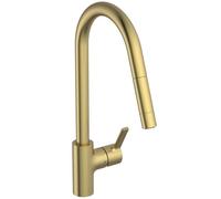 Ideal Standard - Gusto Mitigeur de cuisine, Bec rond en C, avec vaporisateur extractible et d'un double spray, bec pivotant à 360°, facile à installer avec la fixation EasyFix+, Brushed Gold