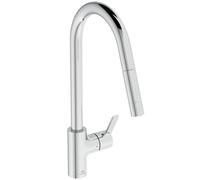 Ideal Standard Robinet de cuisine Gusto BD416AA chromé , avec bec haut et douchette extractible 2 fonctions