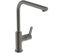 Ideal Standard - Gusto Mitigeur de cuisine, Bec rond en L, avec la cartouche FirmaFlow, bec pivotant à 360°, facile à installer avec la fixation EasyFix+, Magnetic Grey