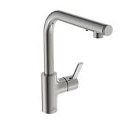Ideal Standard Gusto mitigeur de cuisine mural A7817GN silver storm, avec capteur distributeur de savon liquide, kit 2