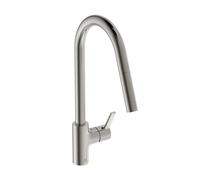 Ideal Standard Robinet de cuisine Gusto BD414GN tempête argentée, avec bec haut et douchette extractible