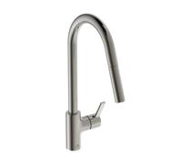 Ideal Standard Robinet de cuisine Gusto BD416GN tempête d'argent, avec bec haut et douchette extractible 2 fonctions